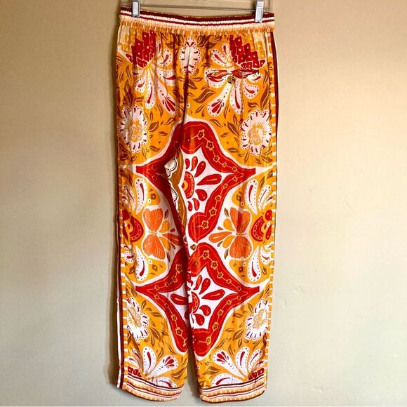 New FARM Rio Wonderful Scarf Pants Tassel Beaded Drawstring Tie Orange S or M - Picture 12 of 15